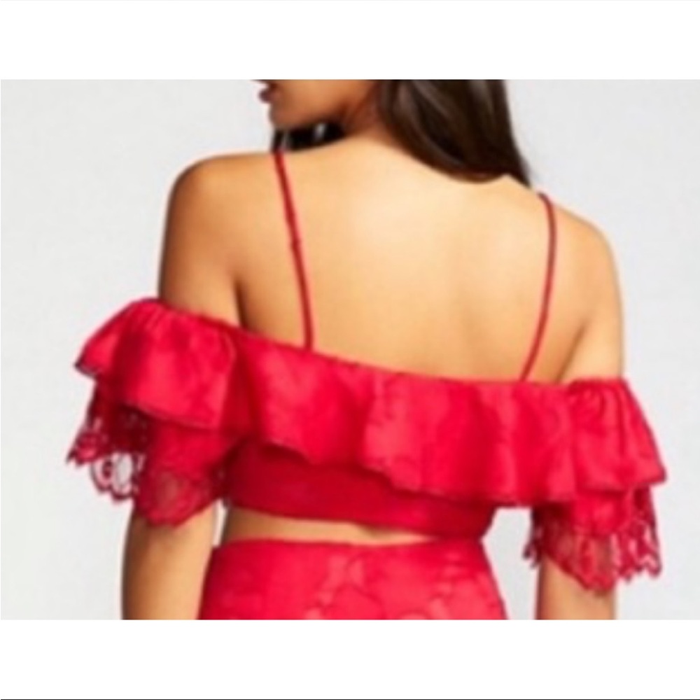 Free People Red Off Shoulder Bardot Top 12 - Picture 5 of 5